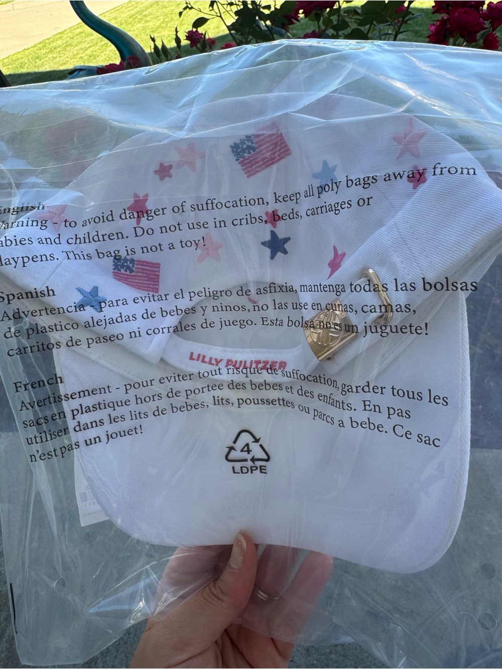Lilly Pulitzer 250th it’s a celebrate White Cap with Pink Logo & Red, Blue Stars - Picture 7 of 7